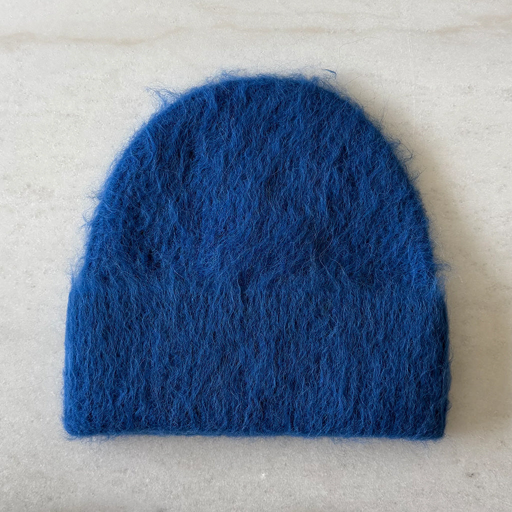 Billy Bamboo Woman Alpaca Fluffy Beanie Blue Sapphire
