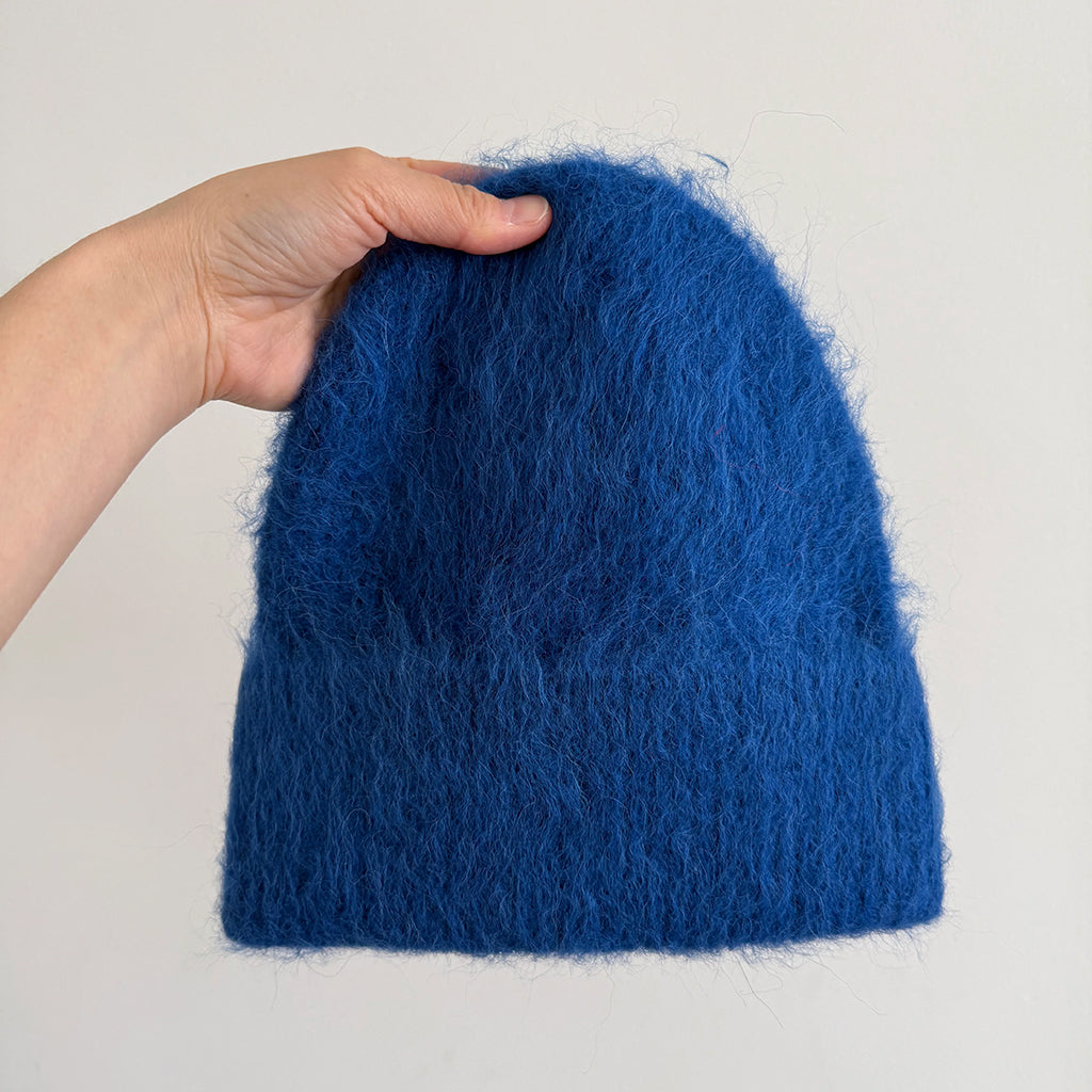Billy Bamboo Woman Alpaca Fluffy Beanie Blue Sapphire