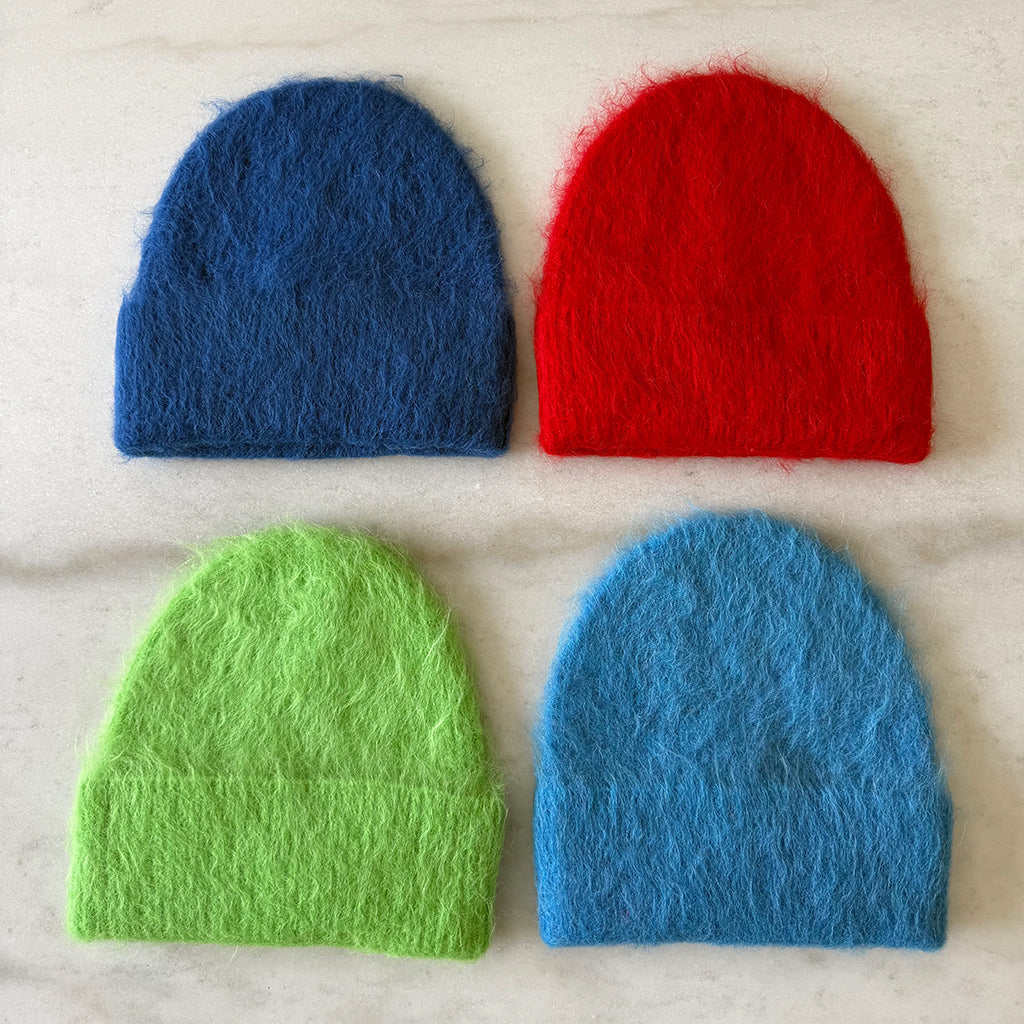 Billy Bamboo Woman Alpaca Fluffy Beanie Blue Sapphire