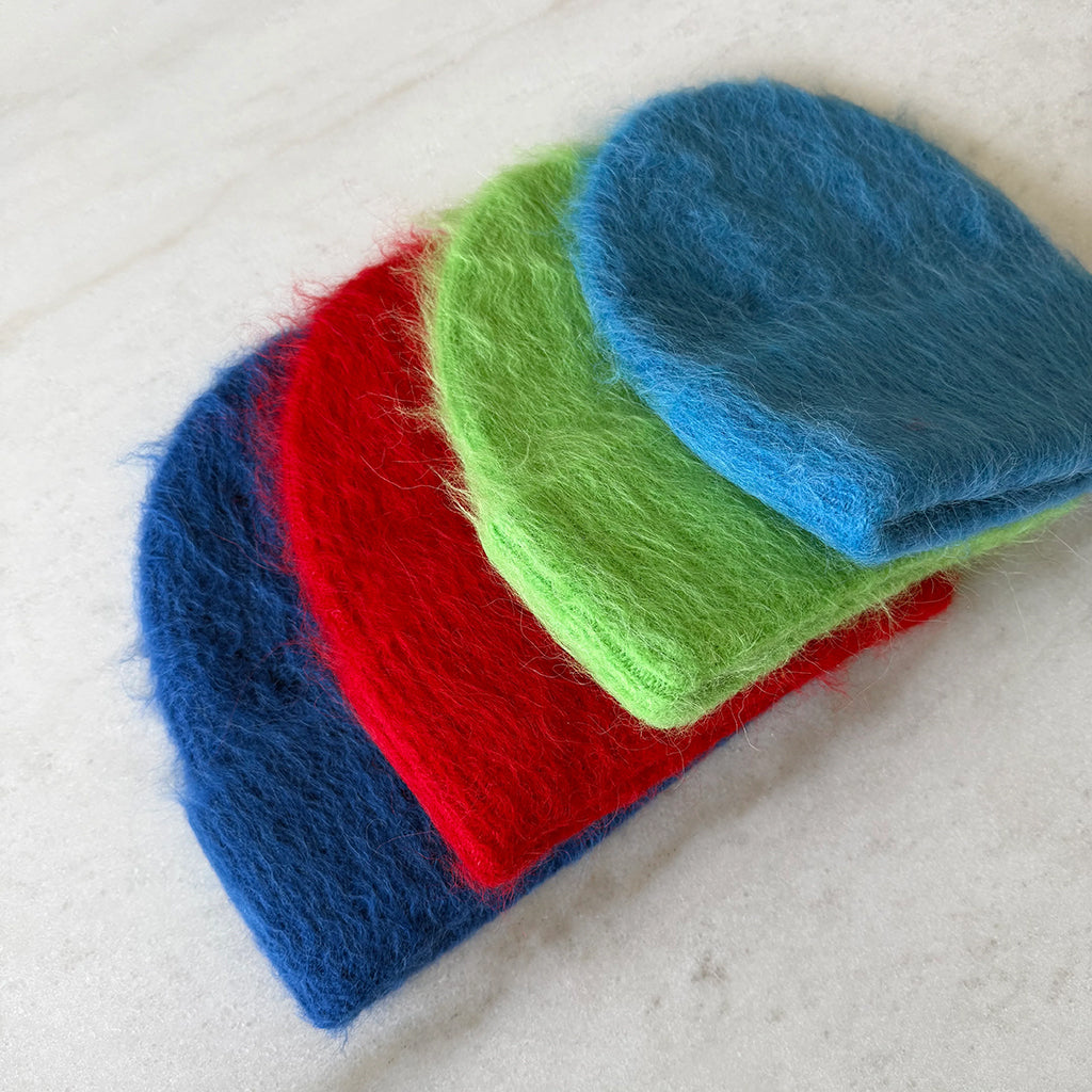 Billy Bamboo Woman Alpaca Fluffy Beanie Blue Sapphire