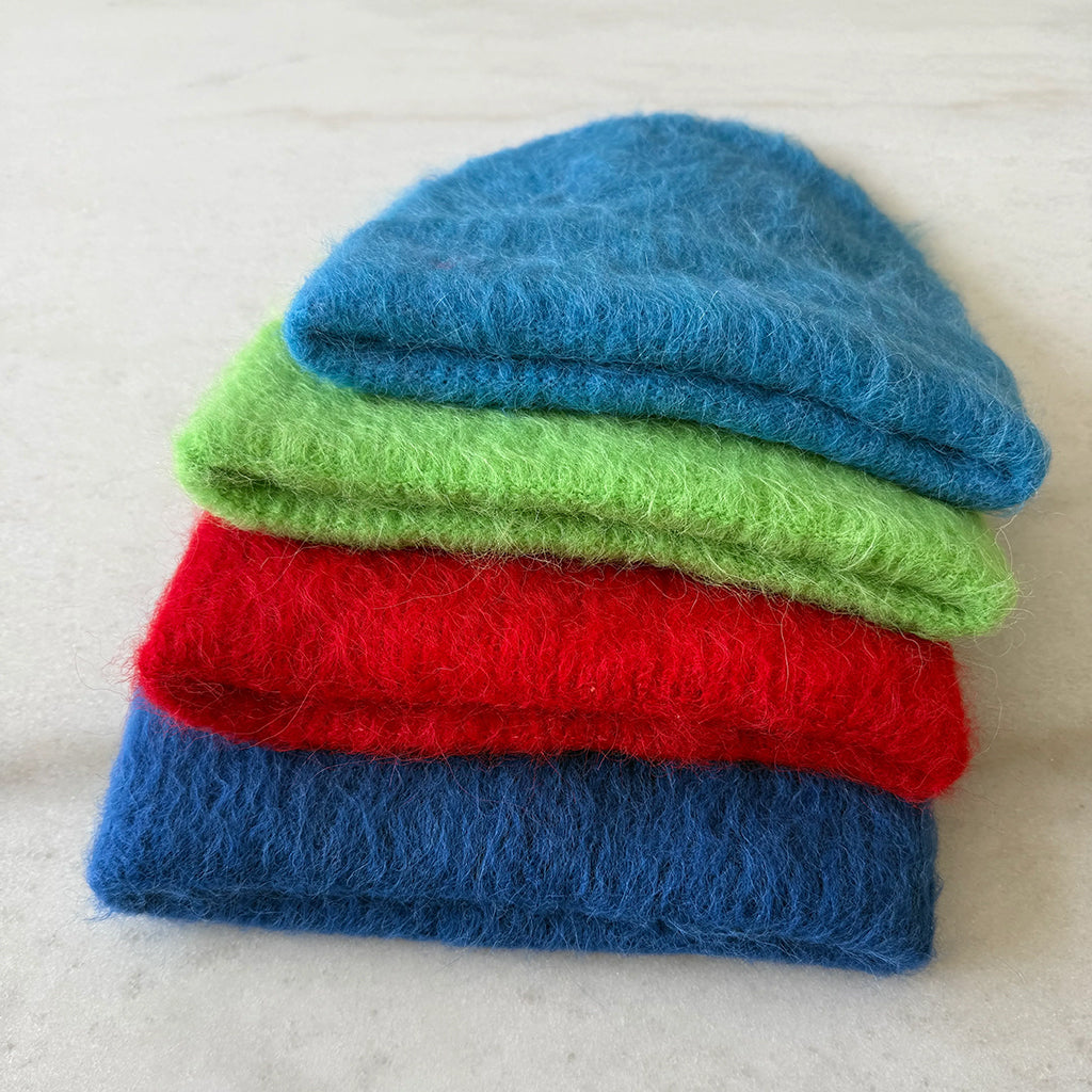 Billy Bamboo Woman Alpaca Fluffy Beanie Blue Sapphire