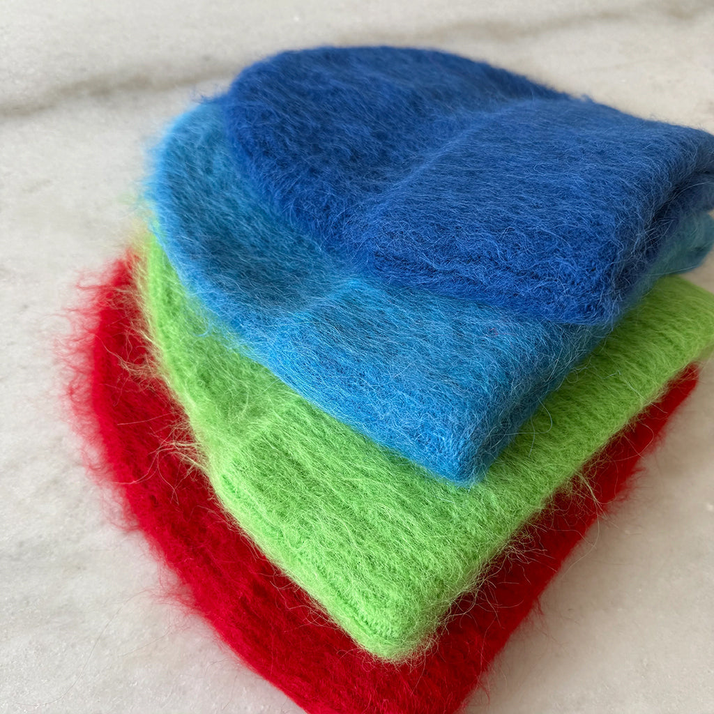 Billy Bamboo Woman Alpaca Fluffy Beanie Blue Sapphire