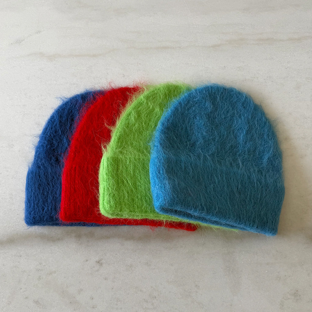Billy Bamboo Woman Alpaca Fluffy Beanie Blue Sapphire