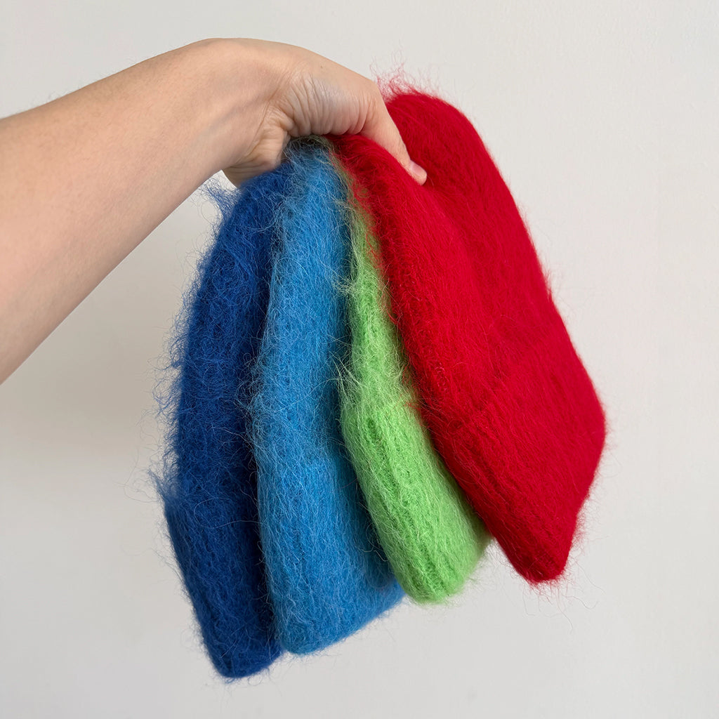 Billy Bamboo Woman Alpaca Fluffy Beanie Blue Sapphire