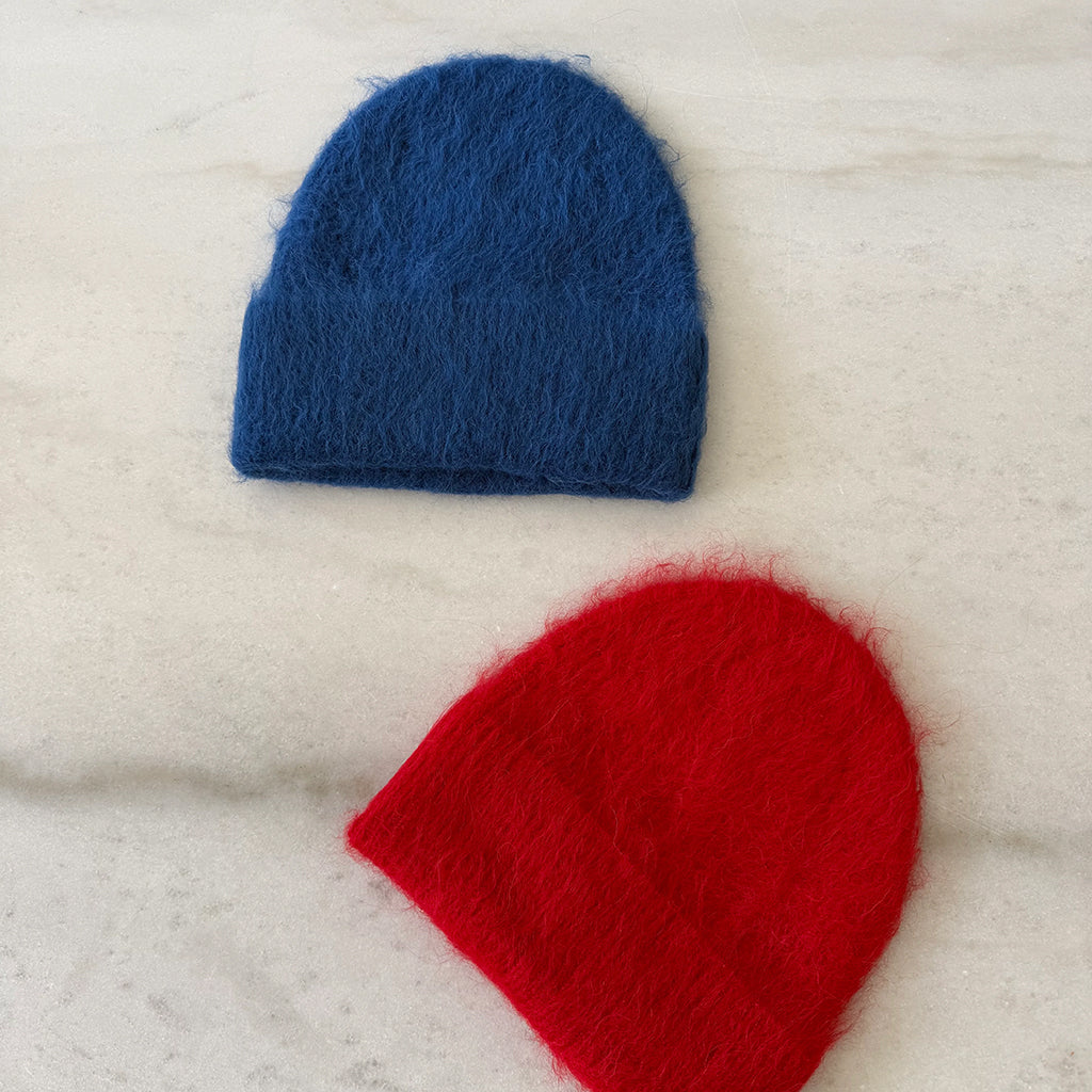 Billy Bamboo Woman Alpaca Fluffy Beanie Blue Sapphire