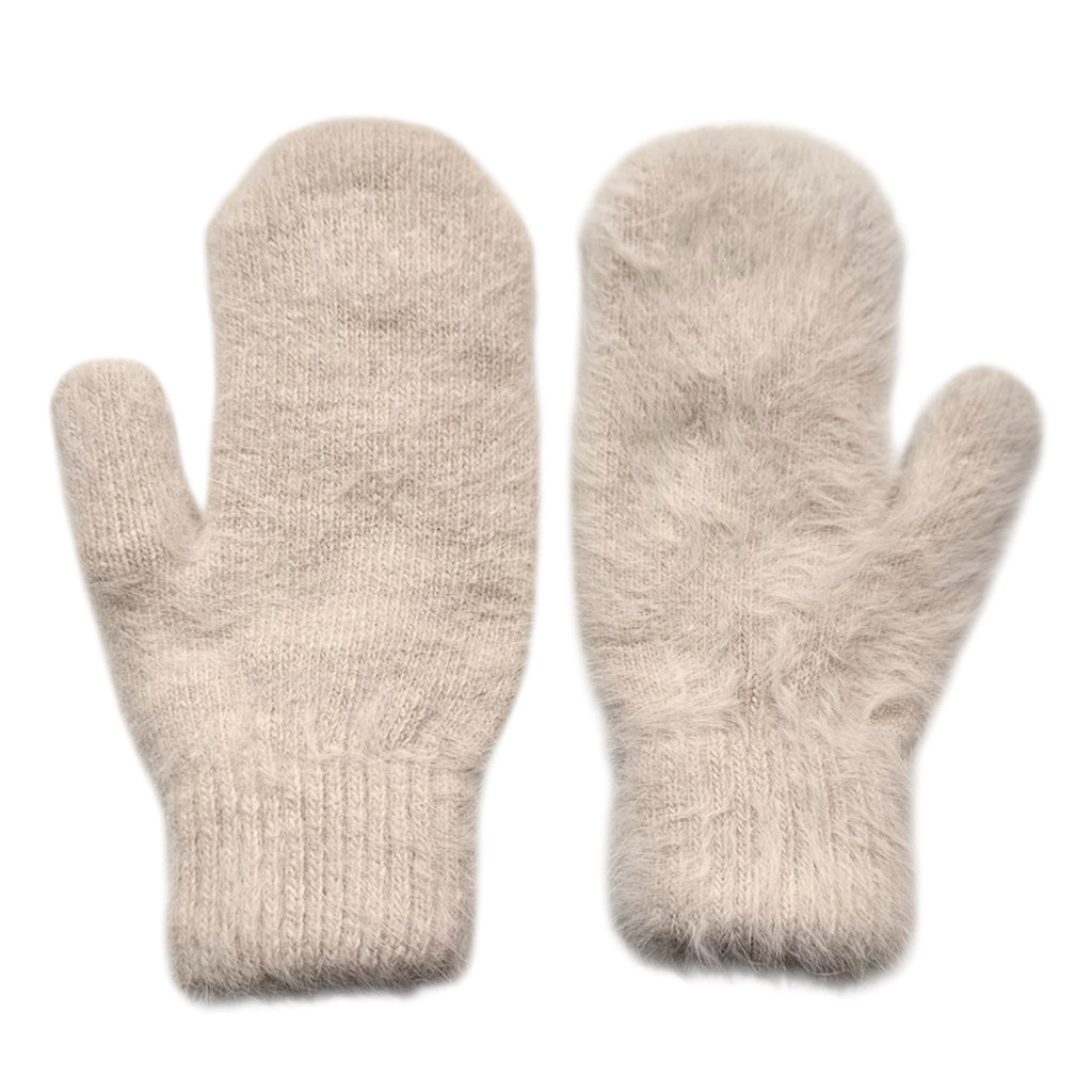 Billy Bamboo Woman Fluffy Angora Mittens Cream