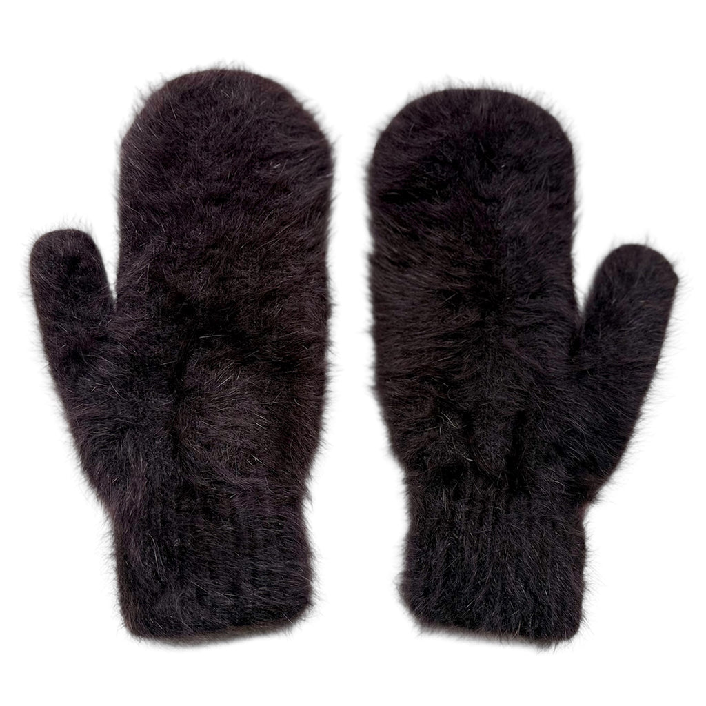 Billy Bamboo Woman Fluffy Angora Mittens Neutral Mushroom