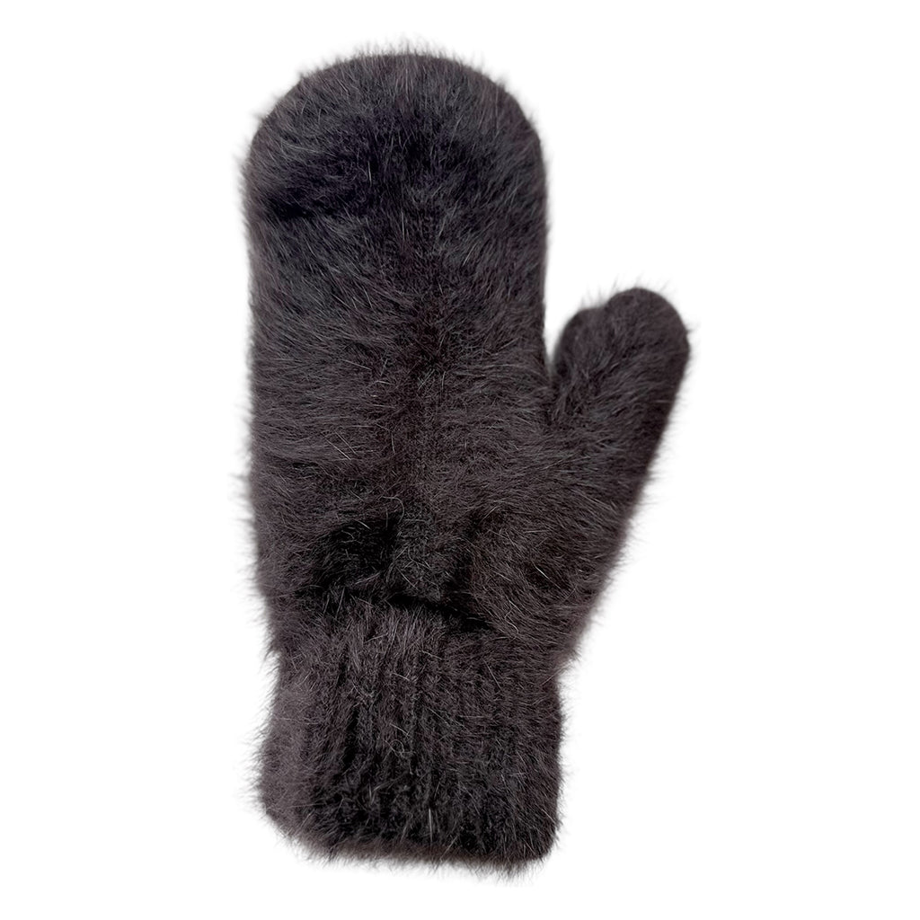 Billy Bamboo Woman Fluffy Angora Mittens Neutral Mushroom