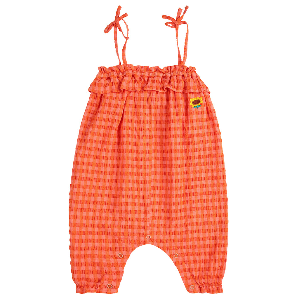 Bobo Choses Baby Vichy Jumpsuit Coral Pink