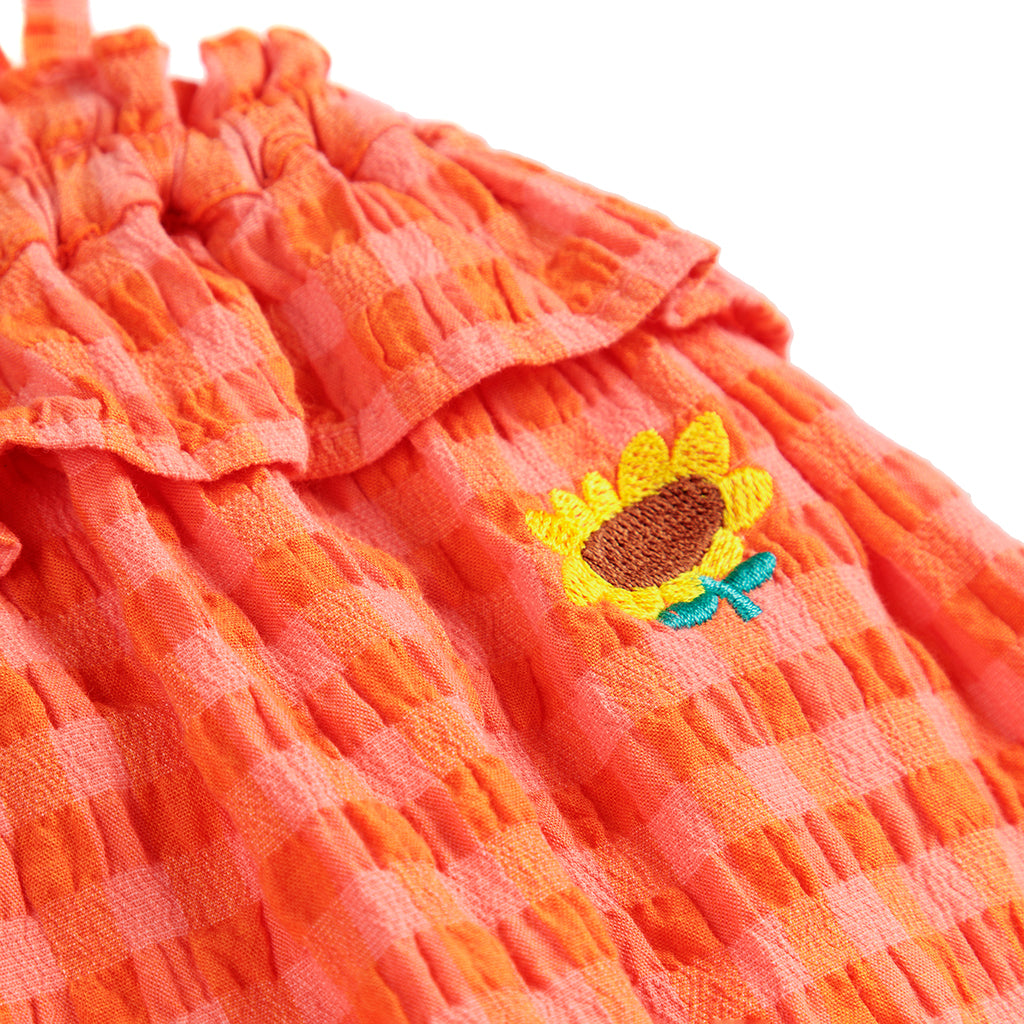 Bobo Choses Baby Vichy Jumpsuit Coral Pink