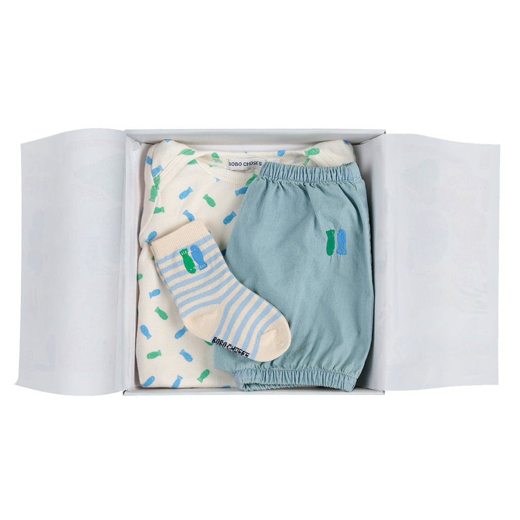 Bobo Choses Baby Lucky Fish Three Piece Gift Set Blue