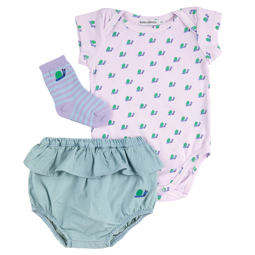 Bobo Choses Baby Funny Snail Three Piece Gift Set Lavender Purple