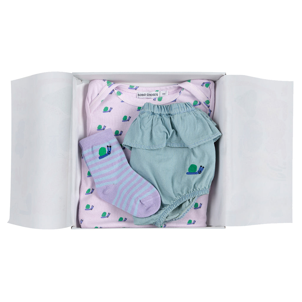 Bobo Choses Baby Funny Snail Three Piece Gift Set Lavender Purple