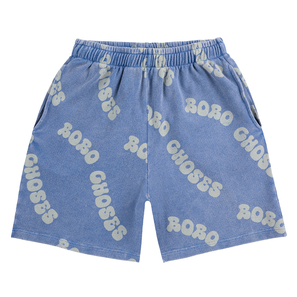 Bobo Choses Child Logo All Over Waffle Shorts Blue