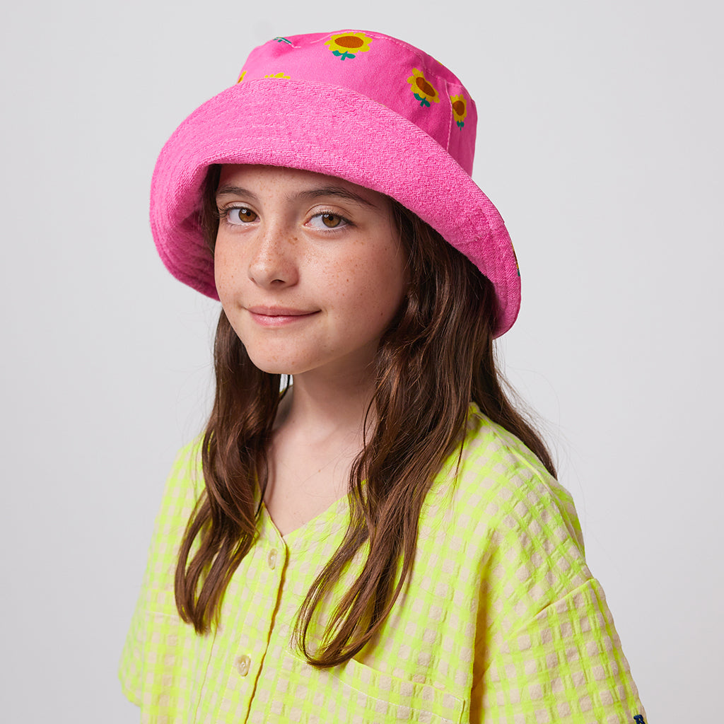 Bobo Choses Child Sunflower All Over Reversible Hat Fuchsia Pink