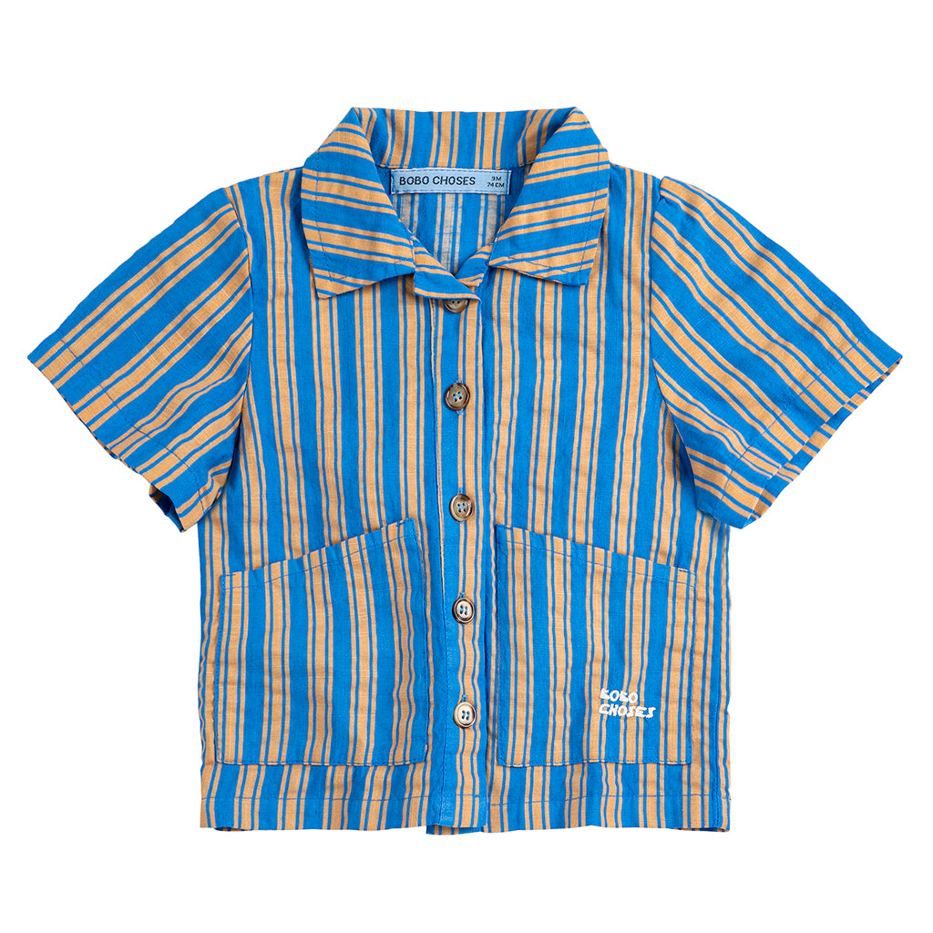 Bobo Choses Baby Shirt New Hairline Stripes Blue