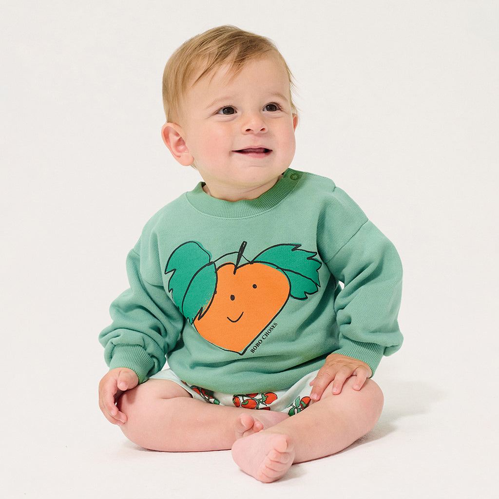 Bobo Choses Baby Sweatshirt Tangerine Print Green