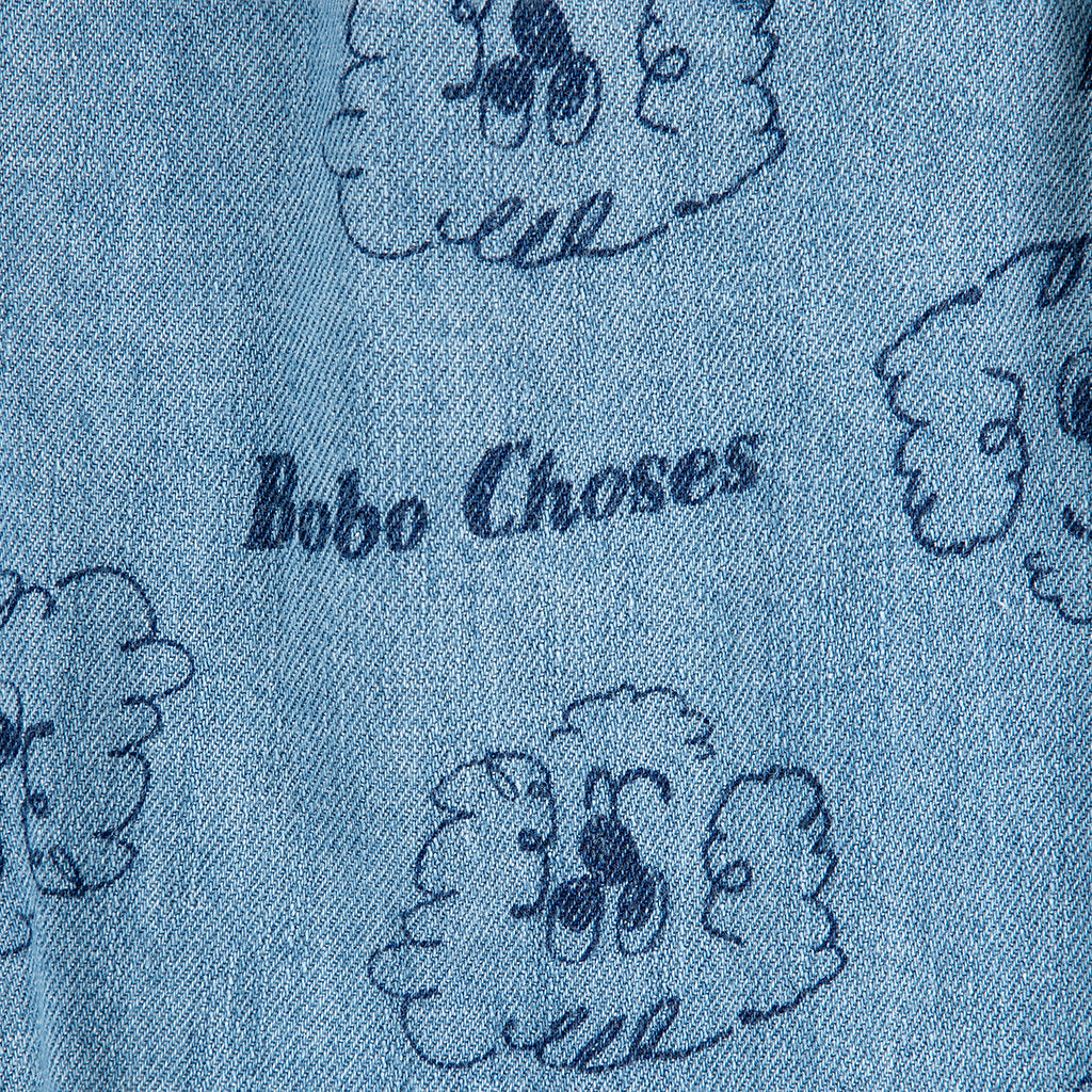 Bobo Choses Baby Denim Pants All Over Pickles The Dog Print Prussian Blue