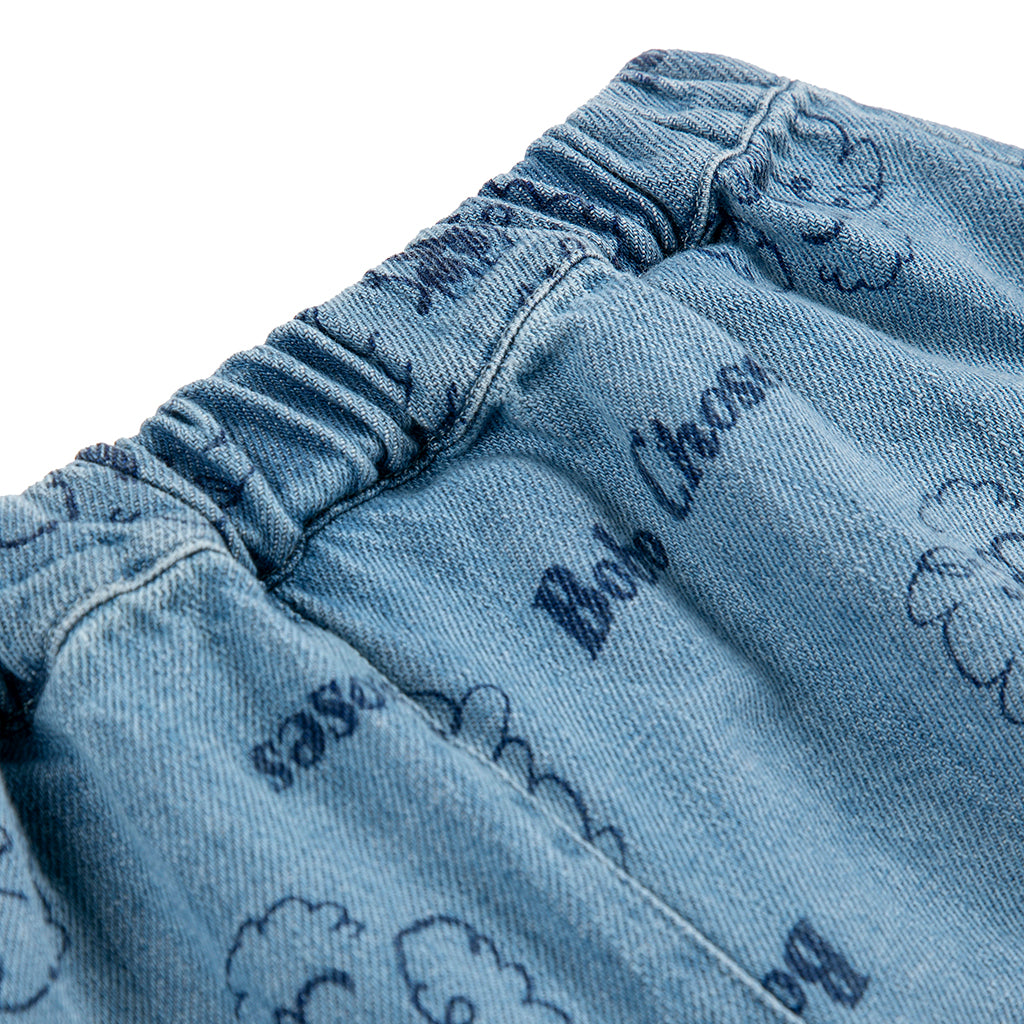 Bobo Choses Baby Denim Pants All Over Pickles The Dog Print Prussian Blue