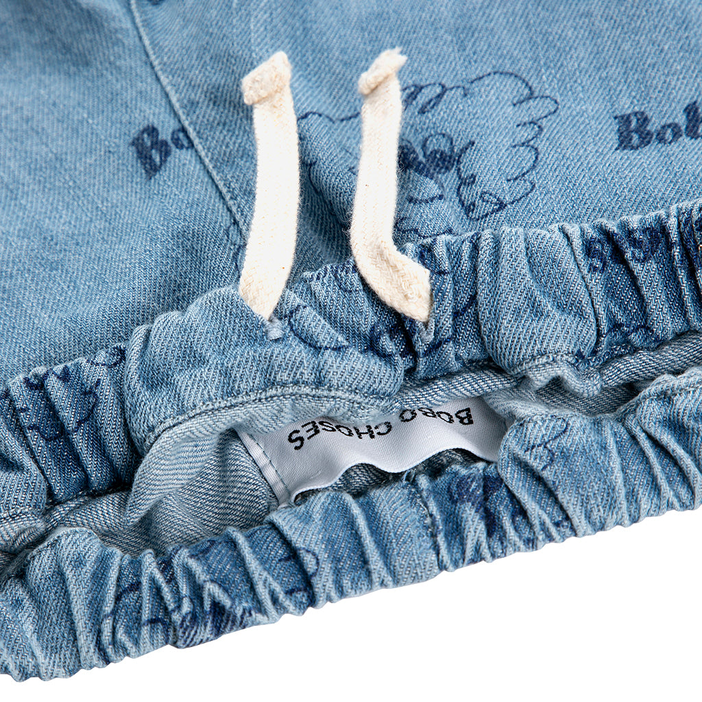 Bobo Choses Baby Denim Pants All Over Pickles The Dog Print Prussian Blue