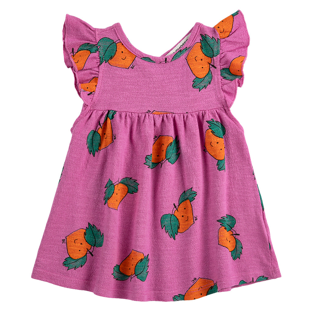Bobo Choses Baby Dress All Over Tangerine Print Fuchsia Pink