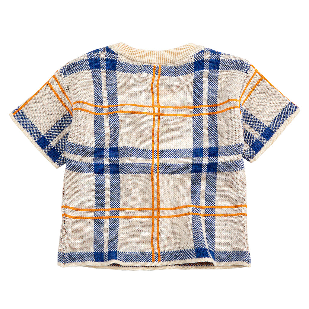 Bobo Choses Baby Knit T-shirt Fun Tartan Print Multicolour