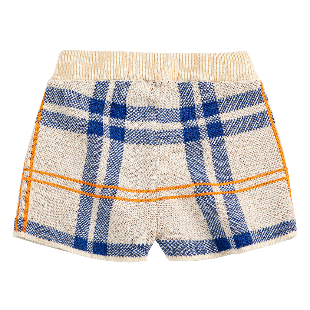 Bobo Choses Baby Knit Shorts Fun Tartan Print Multicolour