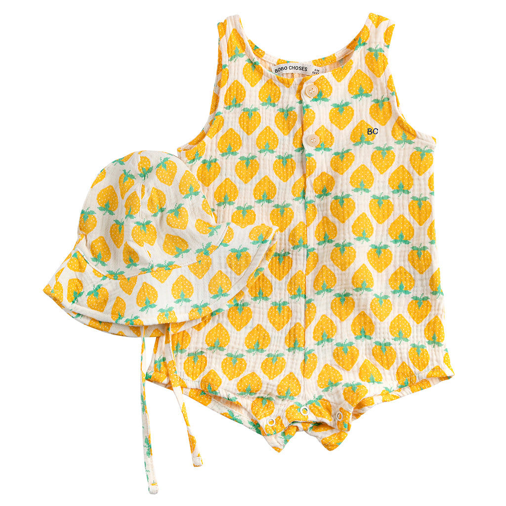 Bobo Choses Baby Two Piece Gift Set Strawberry Print Yellow