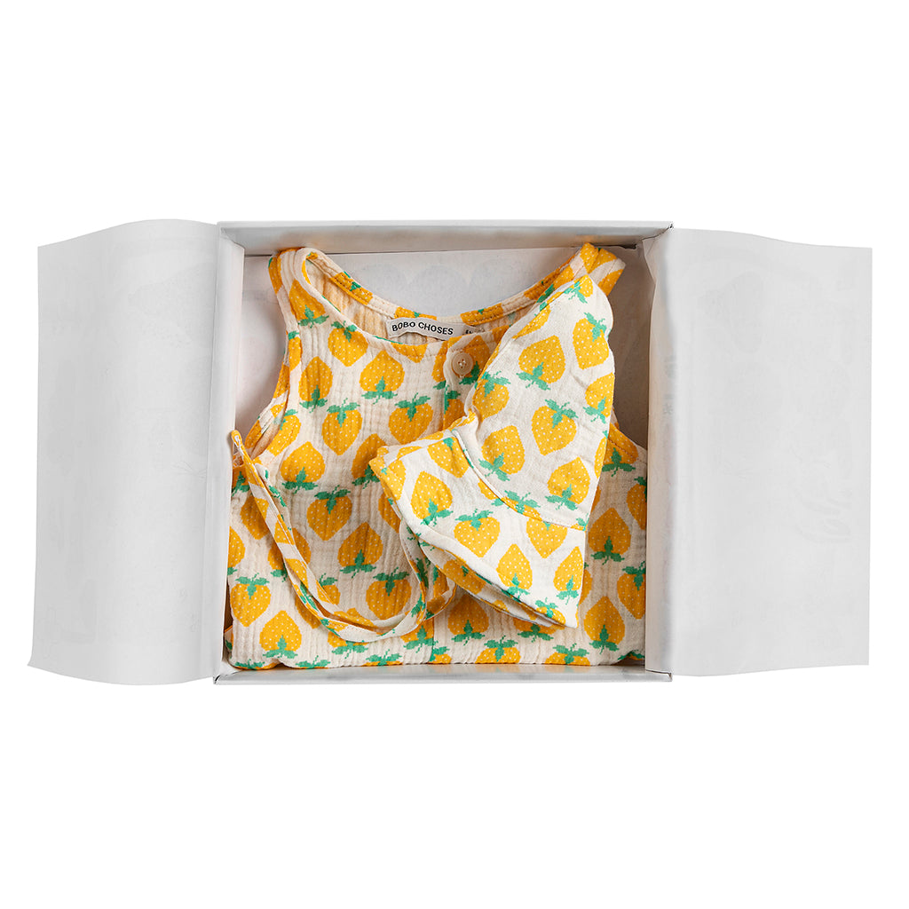 Bobo Choses Baby Two Piece Gift Set Strawberry Print Yellow