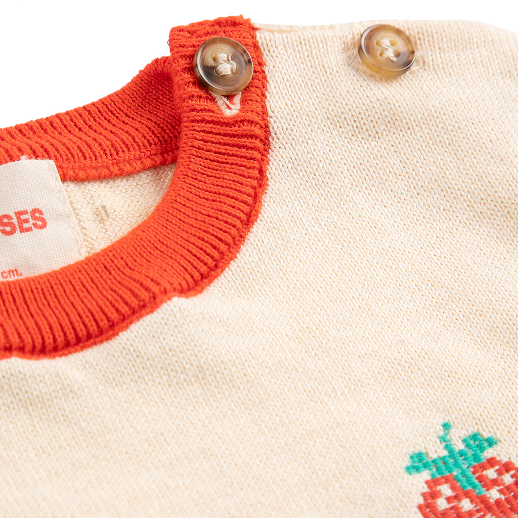Bobo Choses Baby Knit T-shirt Pixel Strawberry White