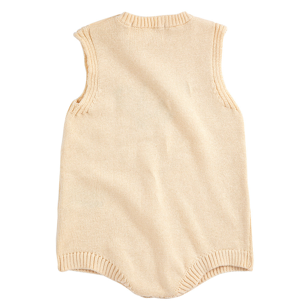 Bobo Choses Baby Knit Romper Pixel Sugar Beet Cream