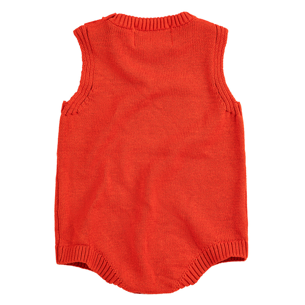 Bobo Choses Baby Knit Romper Pixel Strawberry Red