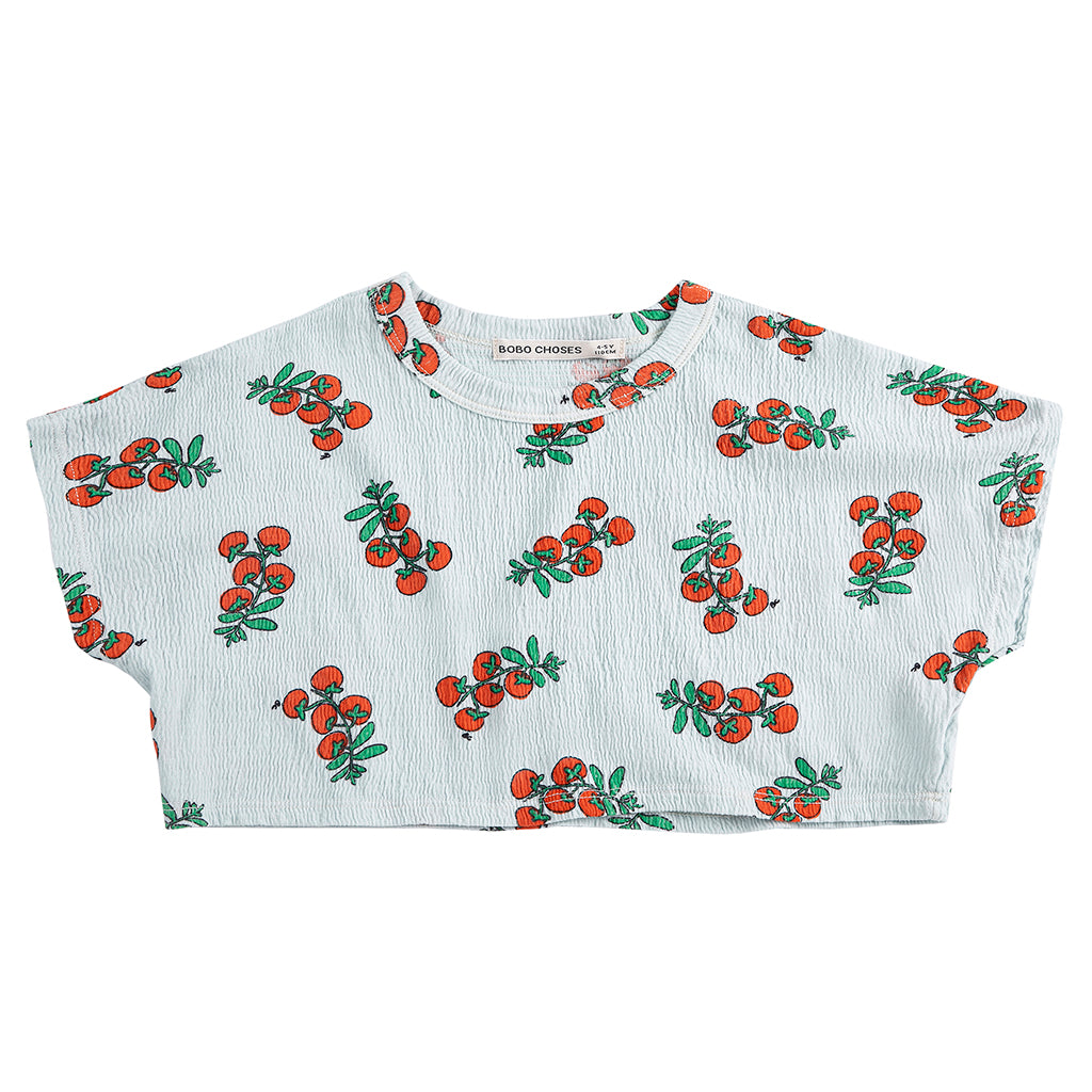 Bobo Choses Child Cropped T-shirt All Over Juicy Tomatoes Print Light Blue