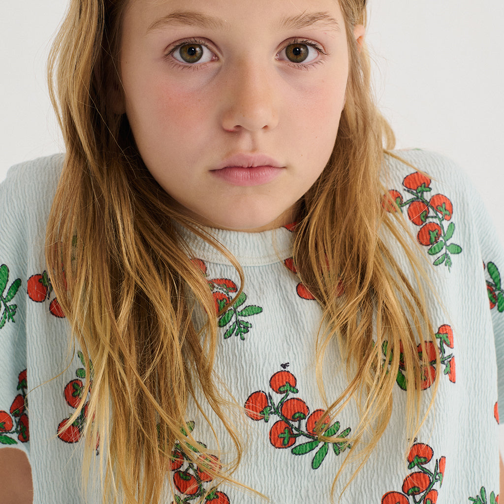 Bobo Choses Child Cropped T-shirt All Over Juicy Tomatoes Print Light Blue