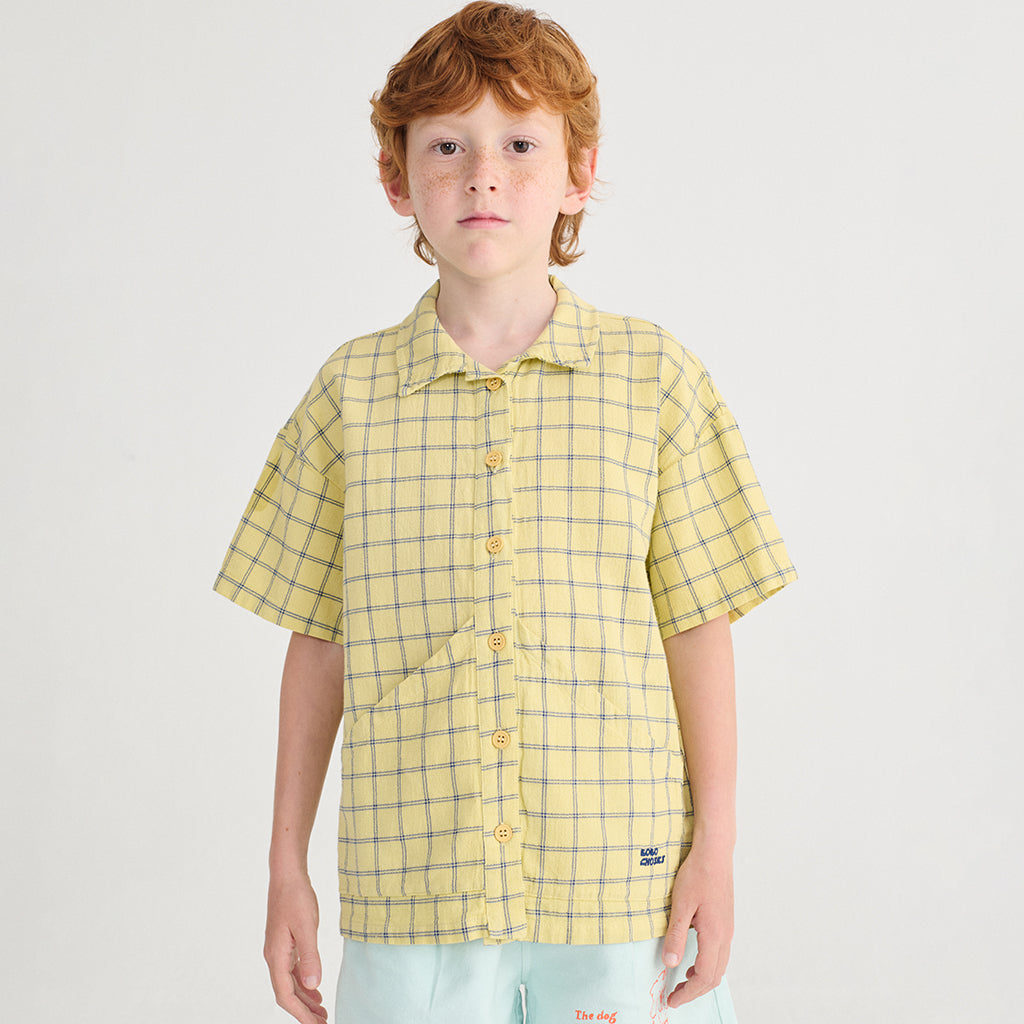 Bobo Choses Child Shirt Spicy Window Pane Print Yellow