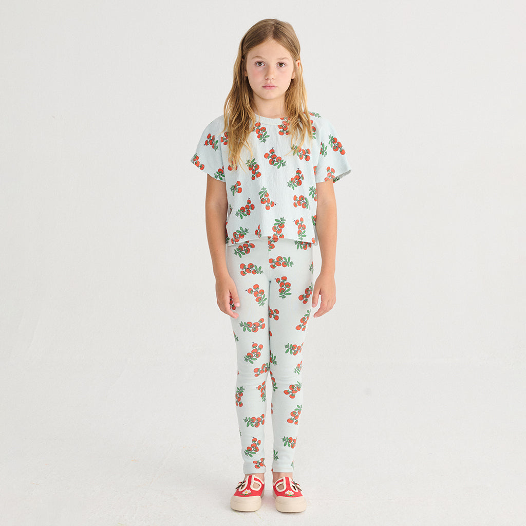 Bobo Choses Child Leggings All Over Juicy Tomatoes Print Light Blue
