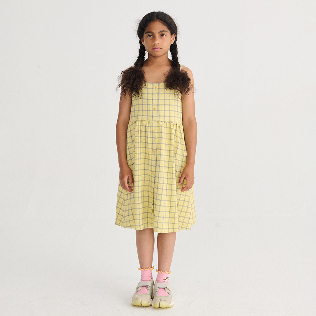 Bobo Choses Child Dress Spicy Window Pane Print Yellow
