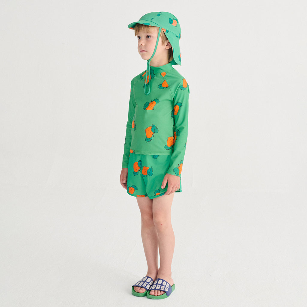 Bobo Choses Child Swim Shirt All Over Curious Turnip Print Green