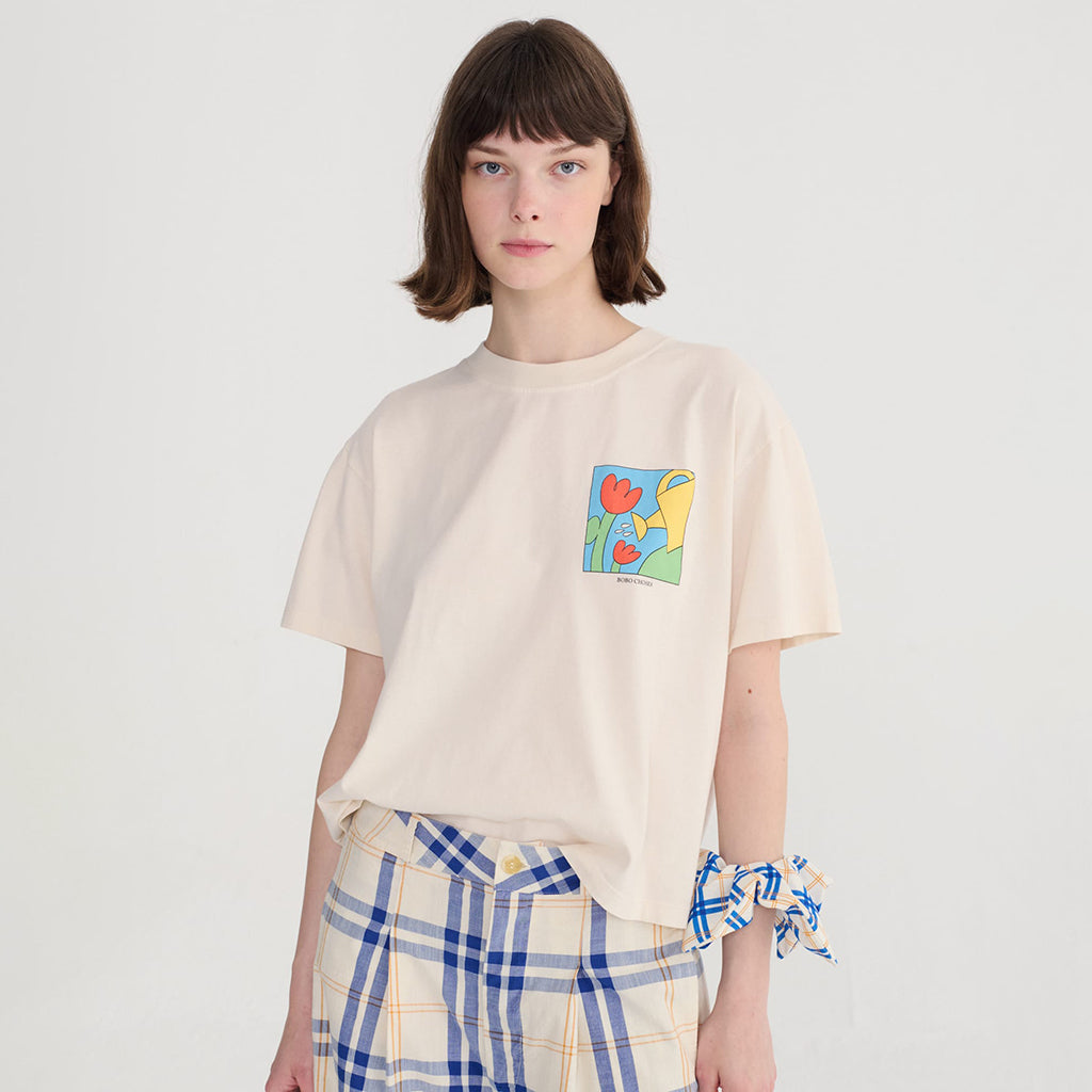 Bobo Choses Woman Cropped T-shirt Gardening Time Print White