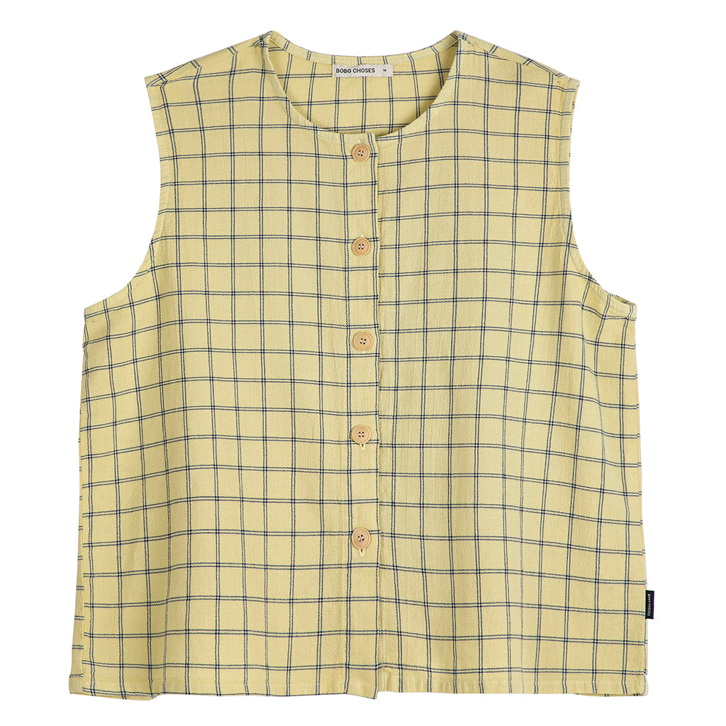 Bobo Choses Woman Tank Top Spicy Window Pane Print Yellow