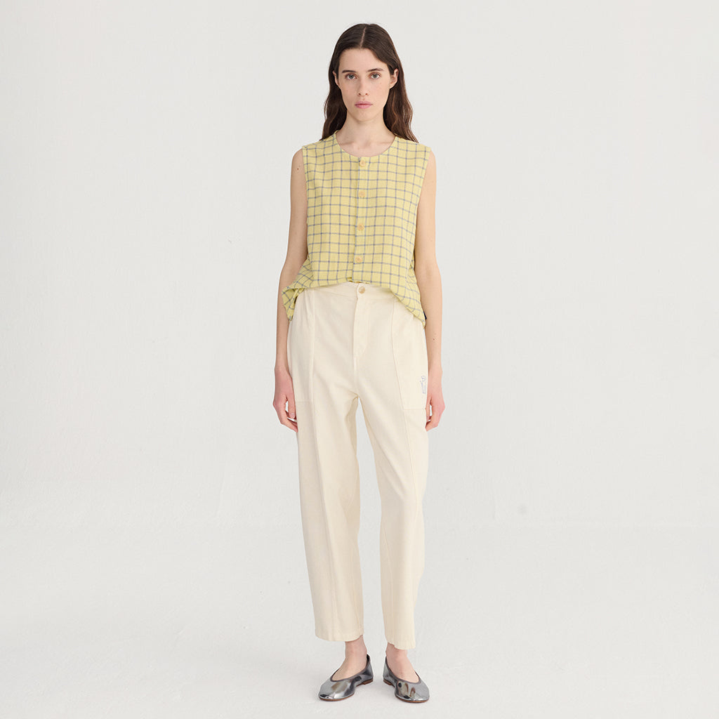 Bobo Choses Woman Tank Top Spicy Window Pane Print Yellow