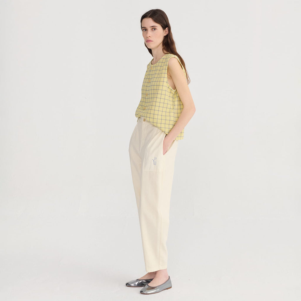 Bobo Choses Woman Tank Top Spicy Window Pane Print Yellow