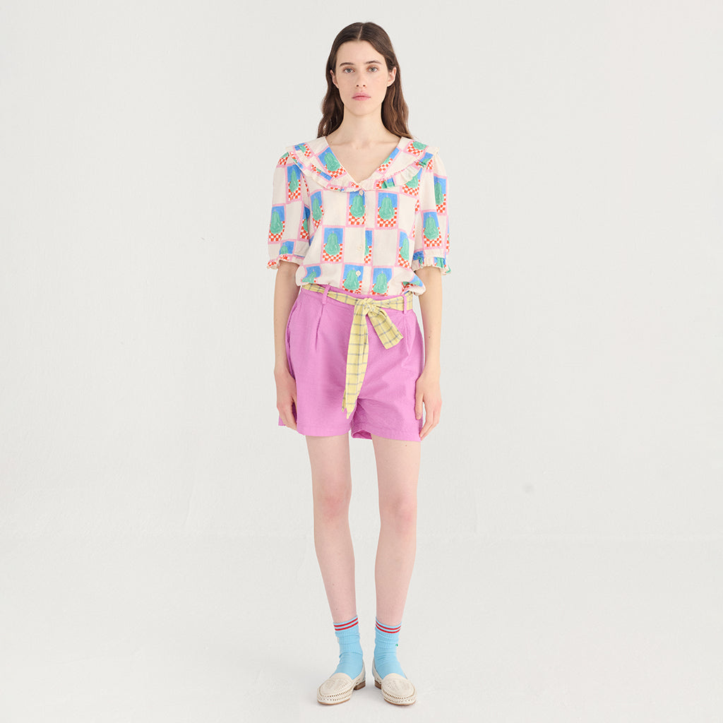 Bobo Choses Woman Collar Blouse Simple Pear Print White
