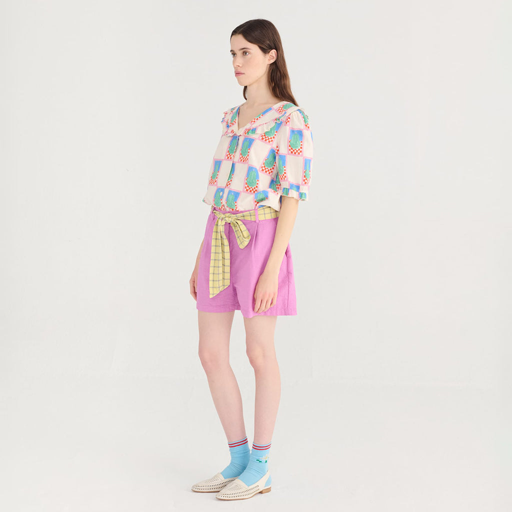 Bobo Choses Woman Collar Blouse Simple Pear Print White