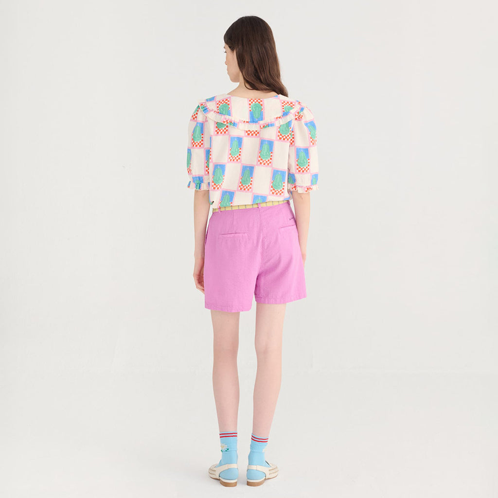 Bobo Choses Woman Collar Blouse Simple Pear Print White