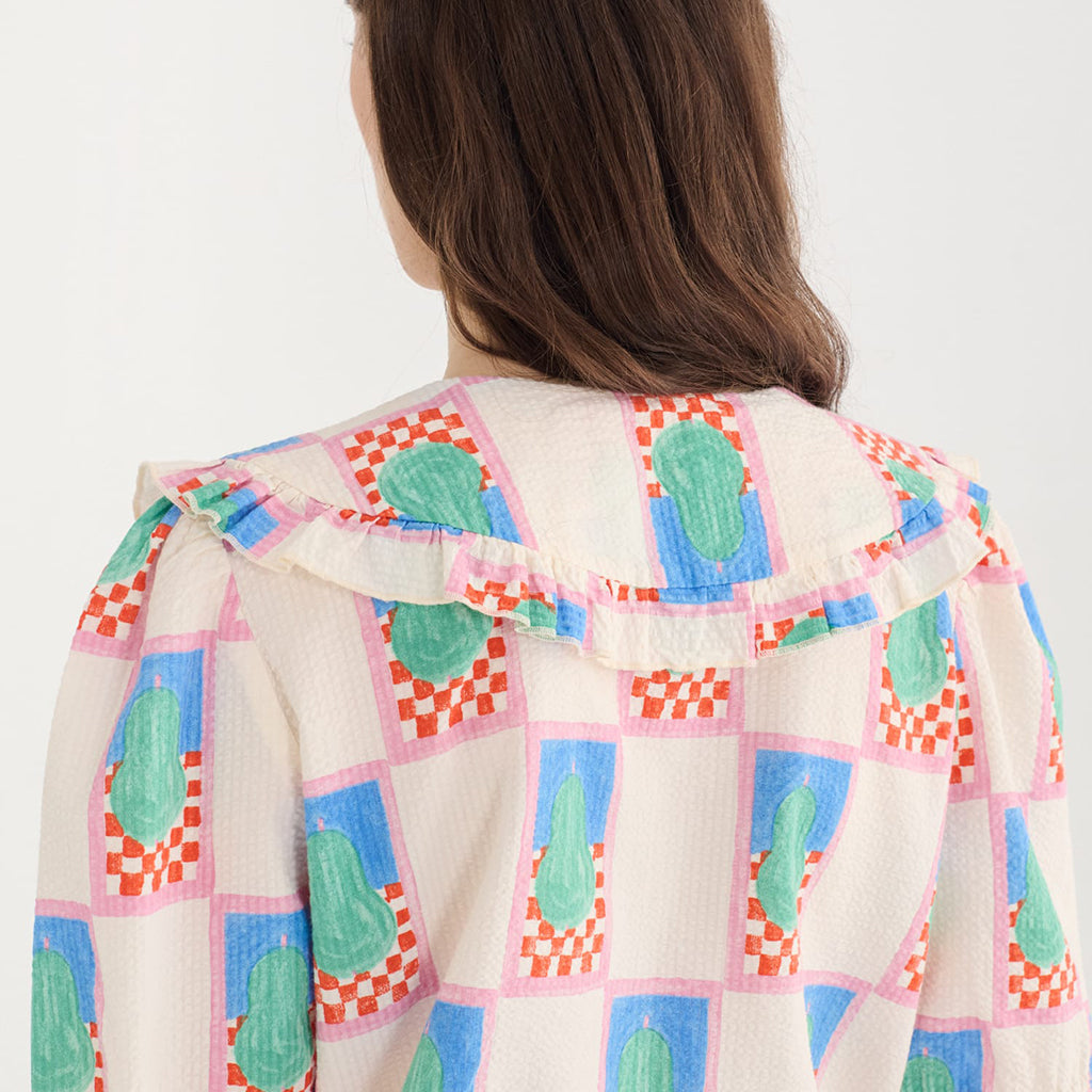 Bobo Choses Woman Collar Blouse Simple Pear Print White