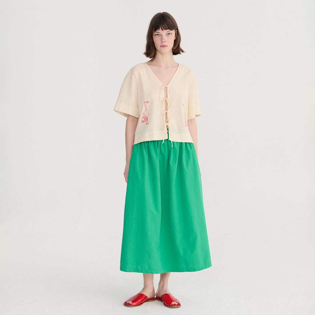 Bobo Choses Woman Tied Blouse Embroidery White