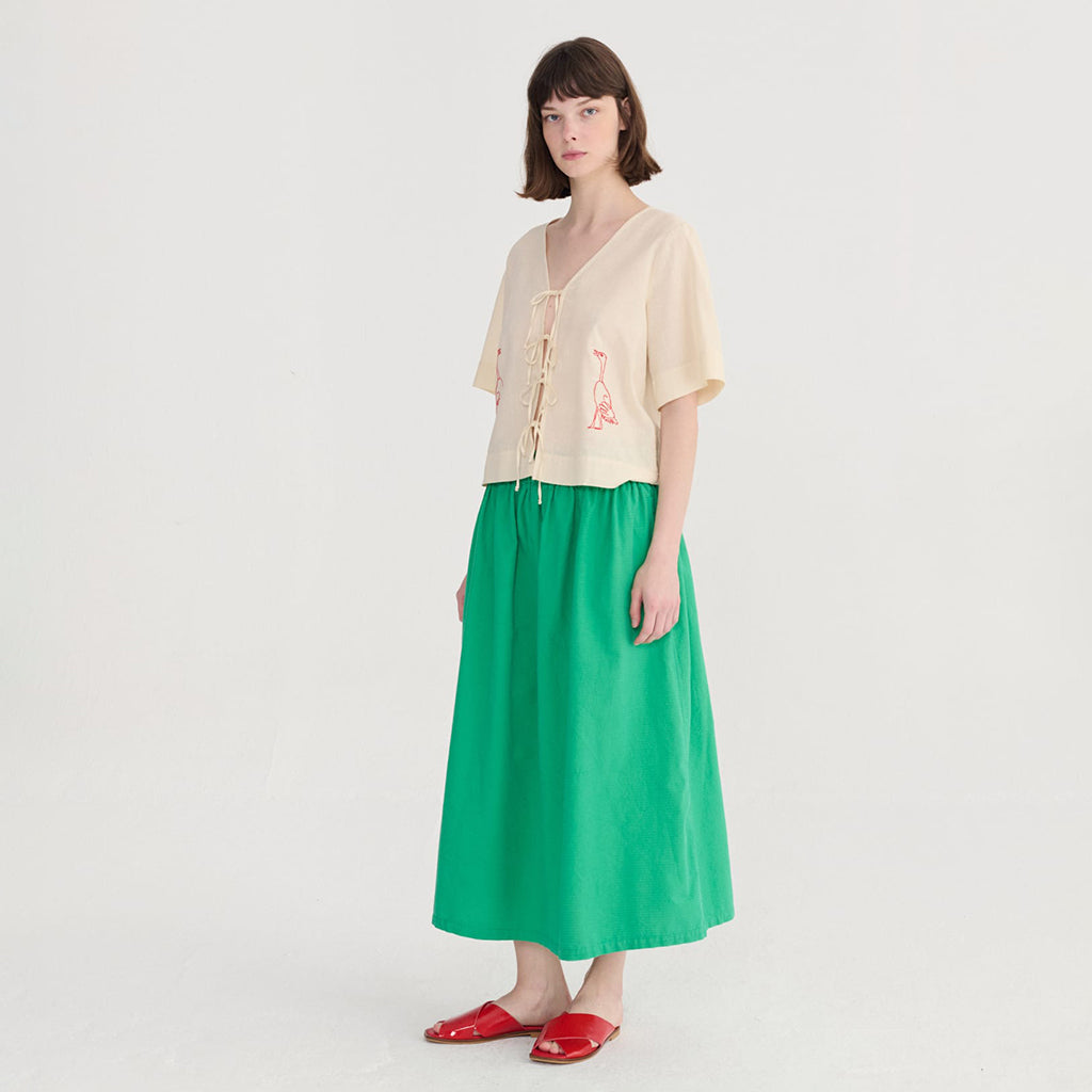 Bobo Choses Woman Tied Blouse Embroidery White