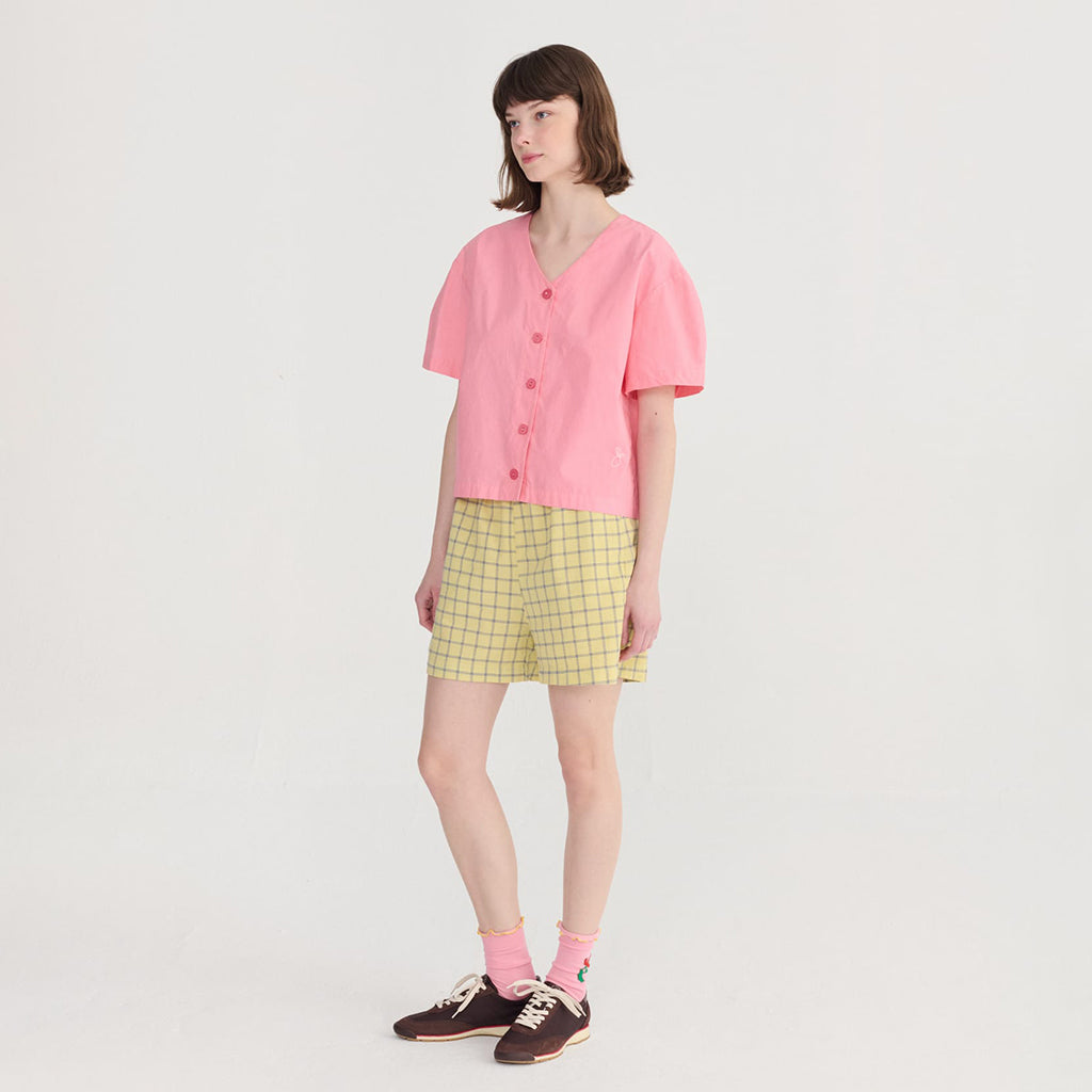 Bobo Choses Woman Shorts Spicy Window Pane Print Yellow