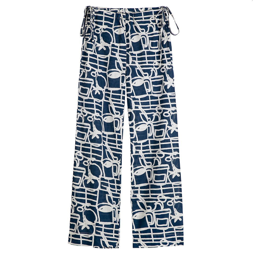 Bobo Choses Woman Wide Leg Pants Cookery Festival Print Navy Blue